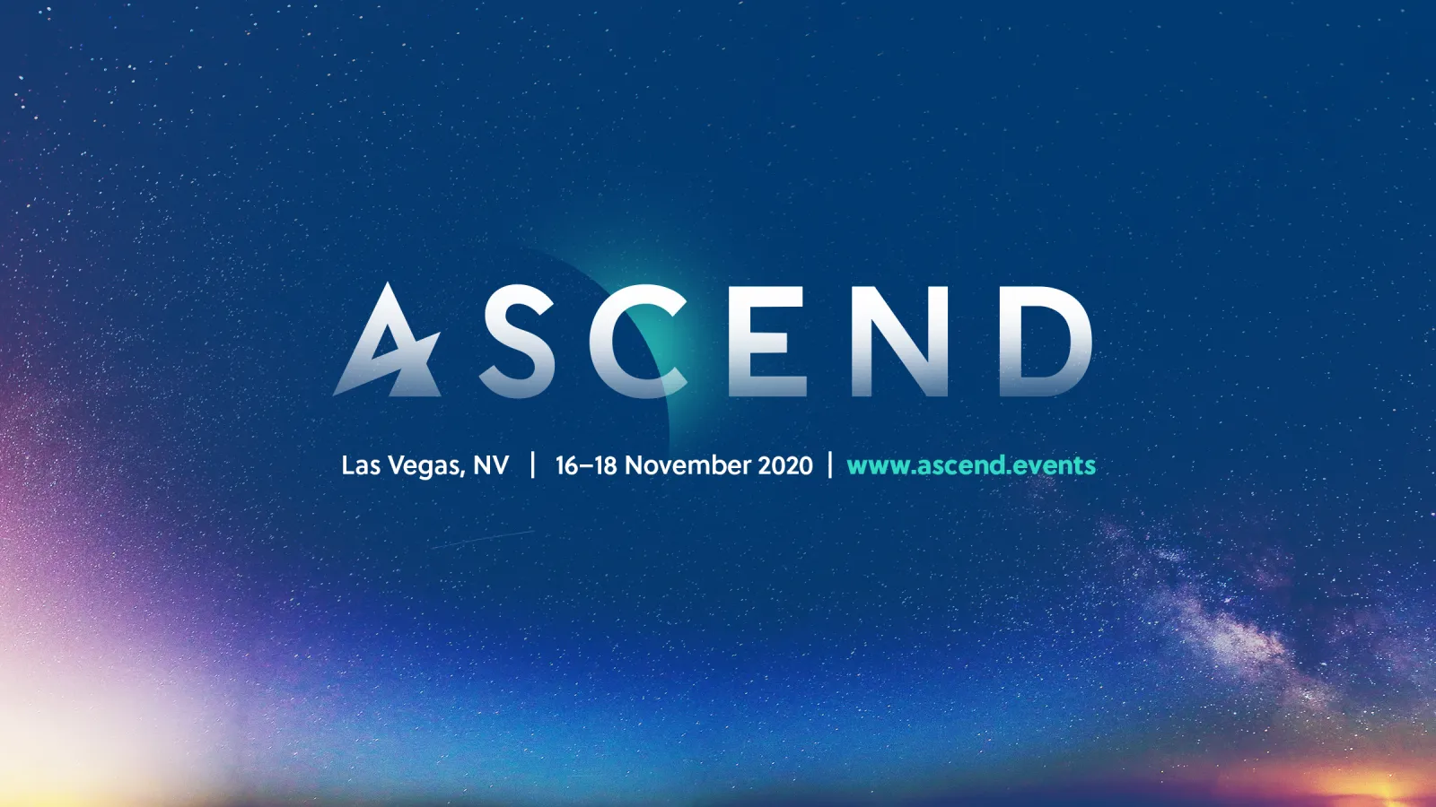 ASCEND Conference logo superimposed on a night sky  