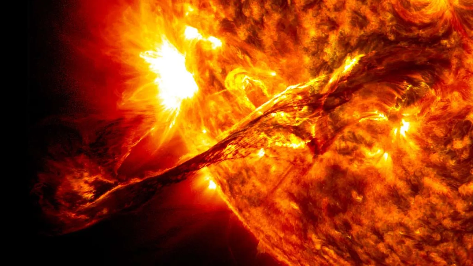 A filament of solar material found in the sun's atmosphere on August 31, 2012
