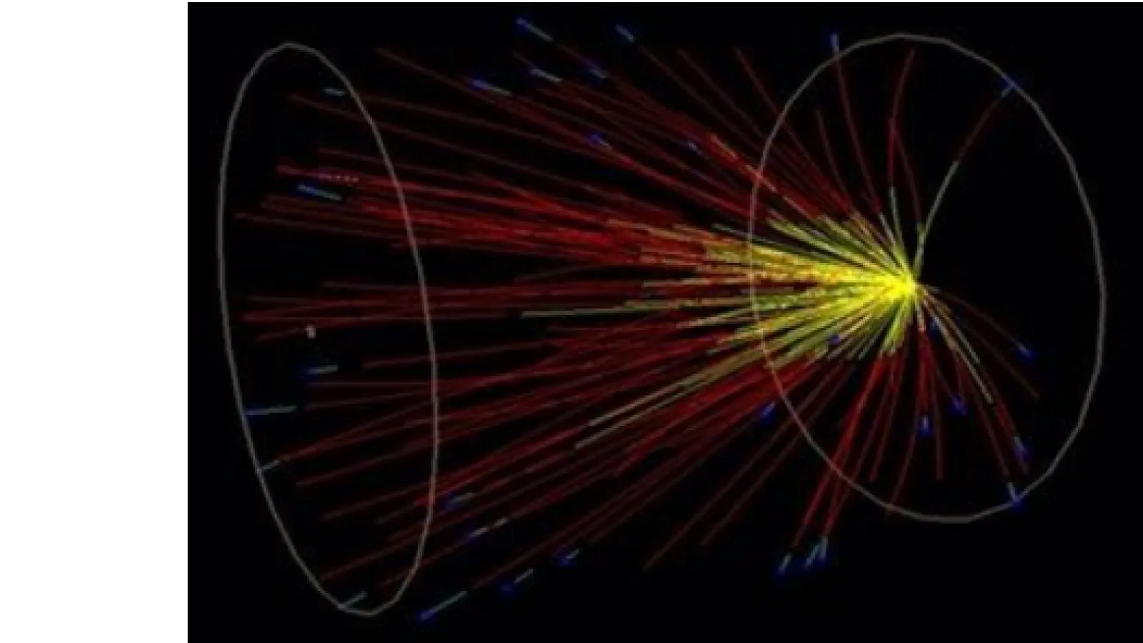 Particle tracks from a low-energy collision of a gold ion with a fixed gold target in the STAR detector at the Relativistic Heavy Ion Collider (RHIC) help scientists map the transition of ordinary nuclear matter to a hot soup of free quarks and gluons.