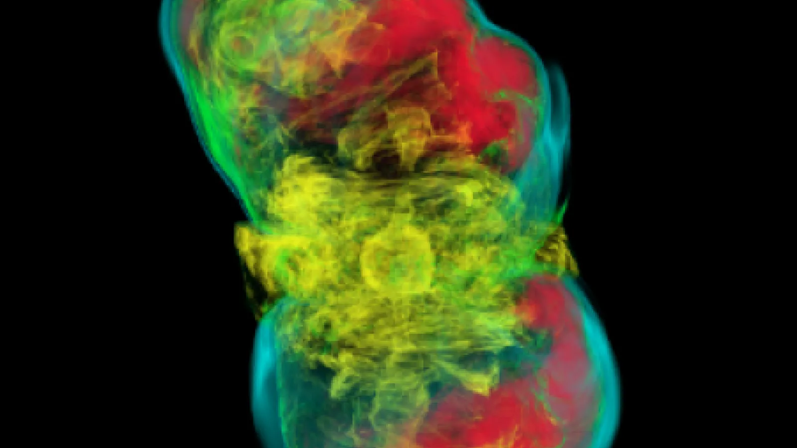 A massive stellar core not quite managing to transition to a supernova explosion because of a small "kink" instability in its rotational axis. Credit: Philipp Mösta and Sherwood Richers
