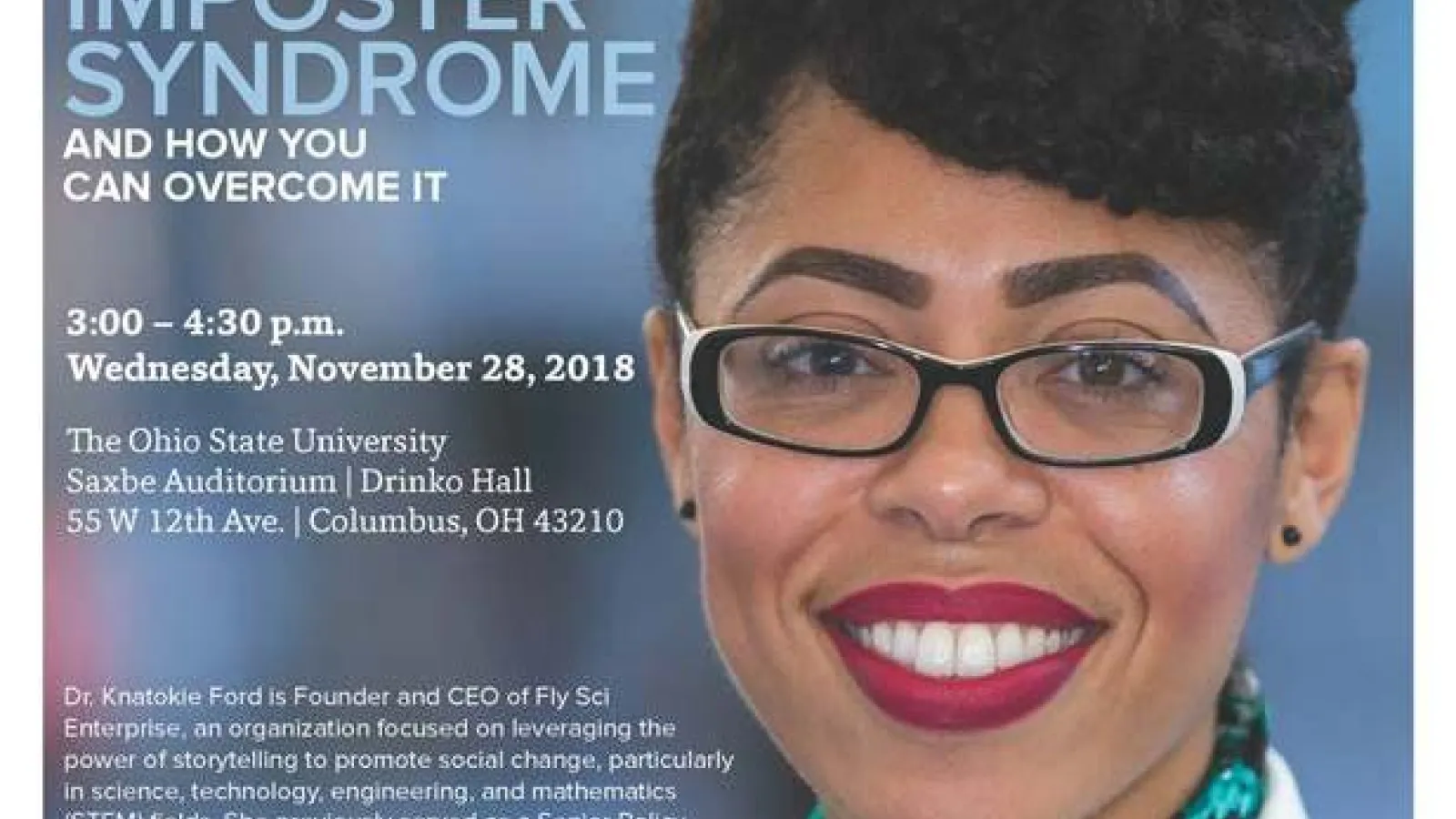 Imposter Syndrome with Dr. Knatokie Ford Informational Poster