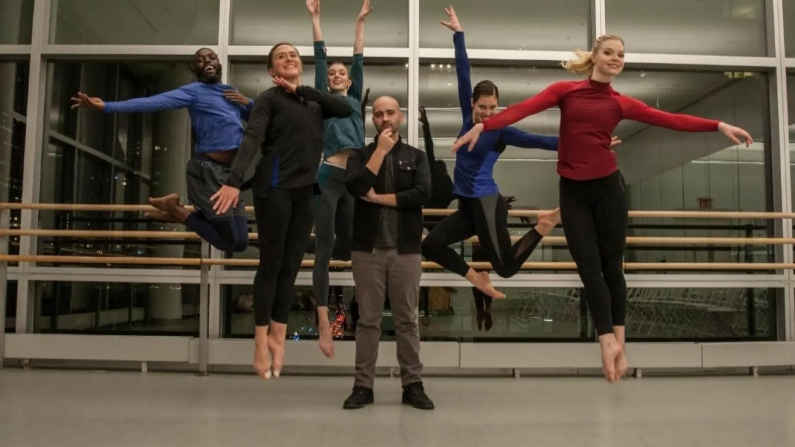 Dancers from TickTock Jumping Around Paul Sutter