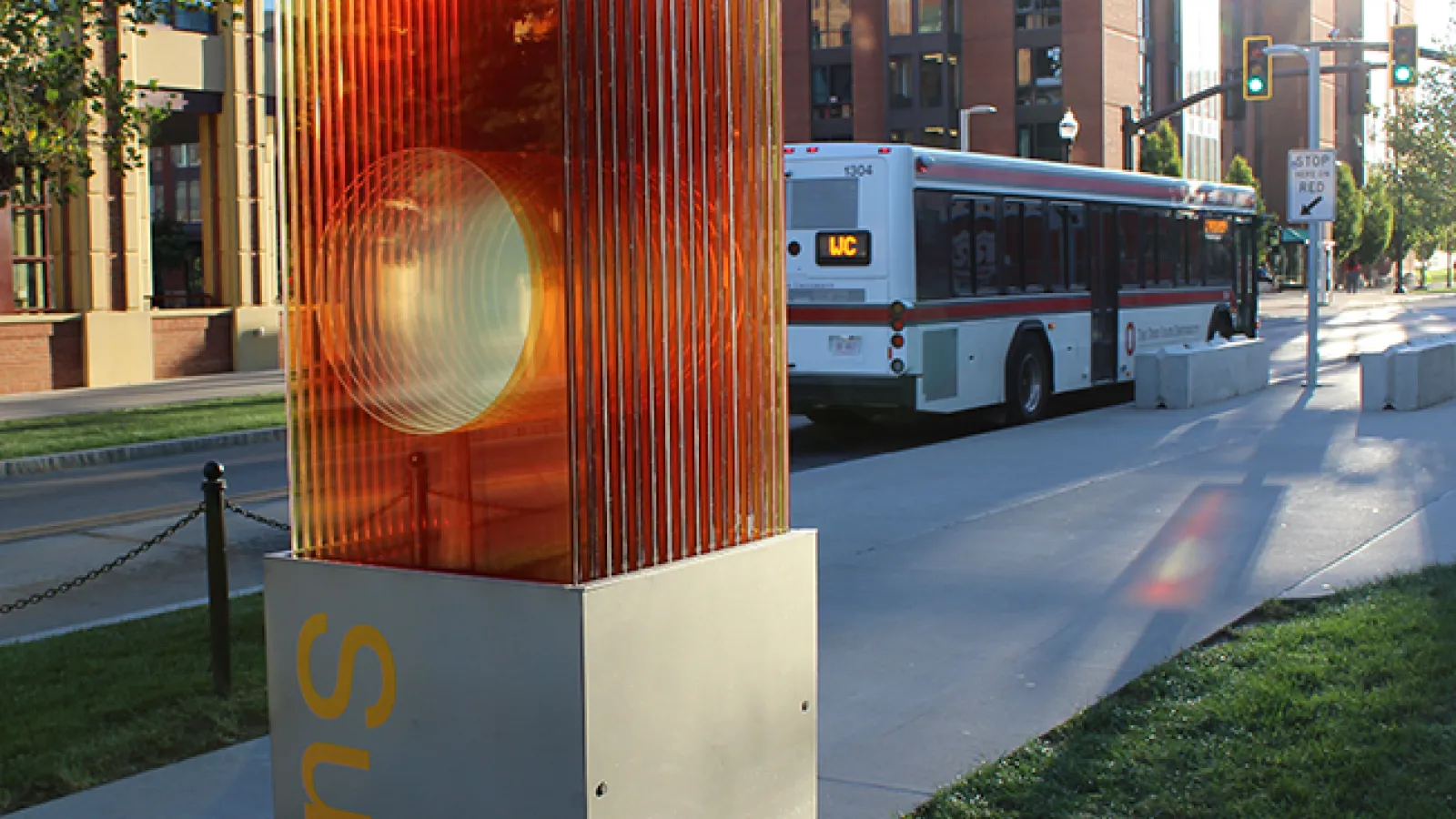 Art installation depicting the solar system. Pictured is the sun statue.