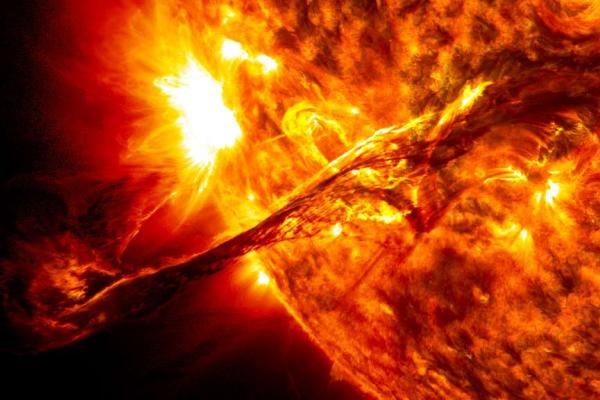 A filament of solar material found in the sun's atmosphere on August 31, 2012