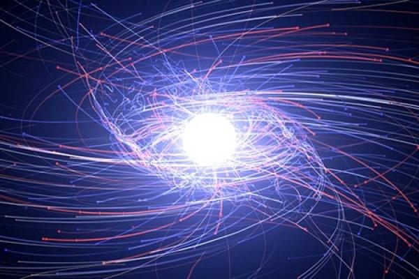Electrons and their antimatter counterparts, positrons, interact around a neutron star in this visualization. Why is there so much more matter than antimatter in the universe we can see? (Image: © NASA's Goddard Space Flight Center)